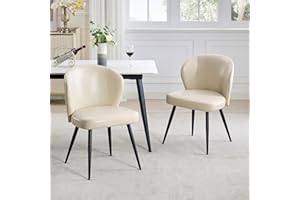 IDEALHOUSE Dining Chairs Set of 2, Modern Upholstered Fabric Armless Kitchen Chairs with Ergonomic Backrest & Sturdy Steel Le