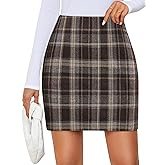 ZESICA Plaid Mini Skirt for Women 2026 Fall Winter High Waist A Line Bodycon Pencil Skirts Trendy