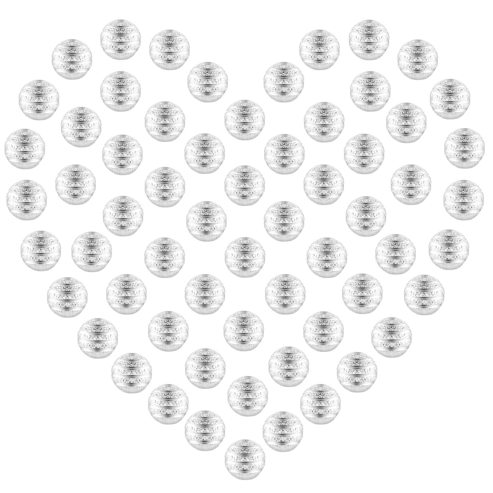 Yc80Pcs Round Spacer Beads, Silver Plated Stardust Frosted Unpolished Beads Metal Beads Sparkle Loose Ball Beads Charms Pendants Beads for Jewelry Craft Making (Hole: 1.7mm)