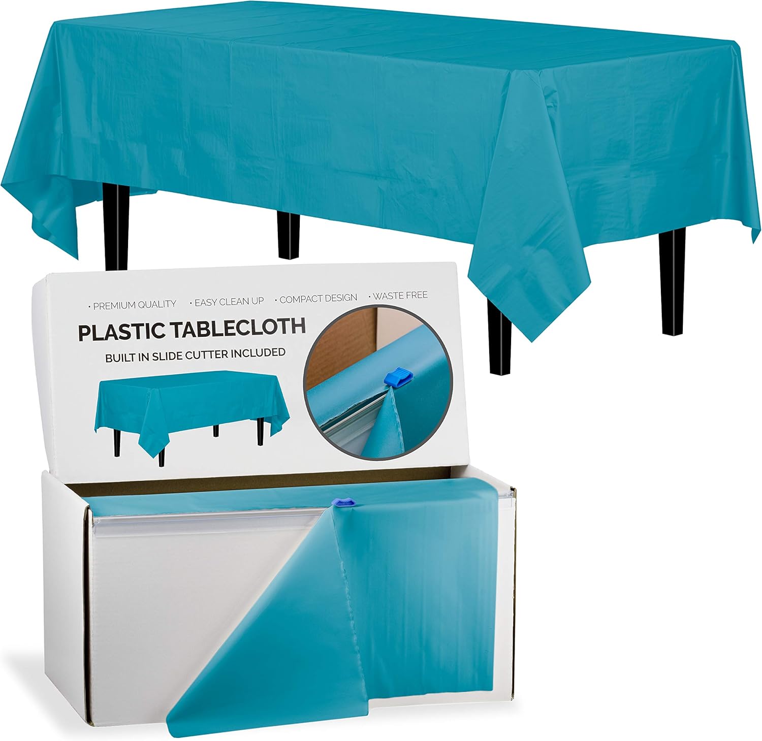 Exquisite 54 Inch X 100 Feet Turquoise Plastic Table Cover Roll in A