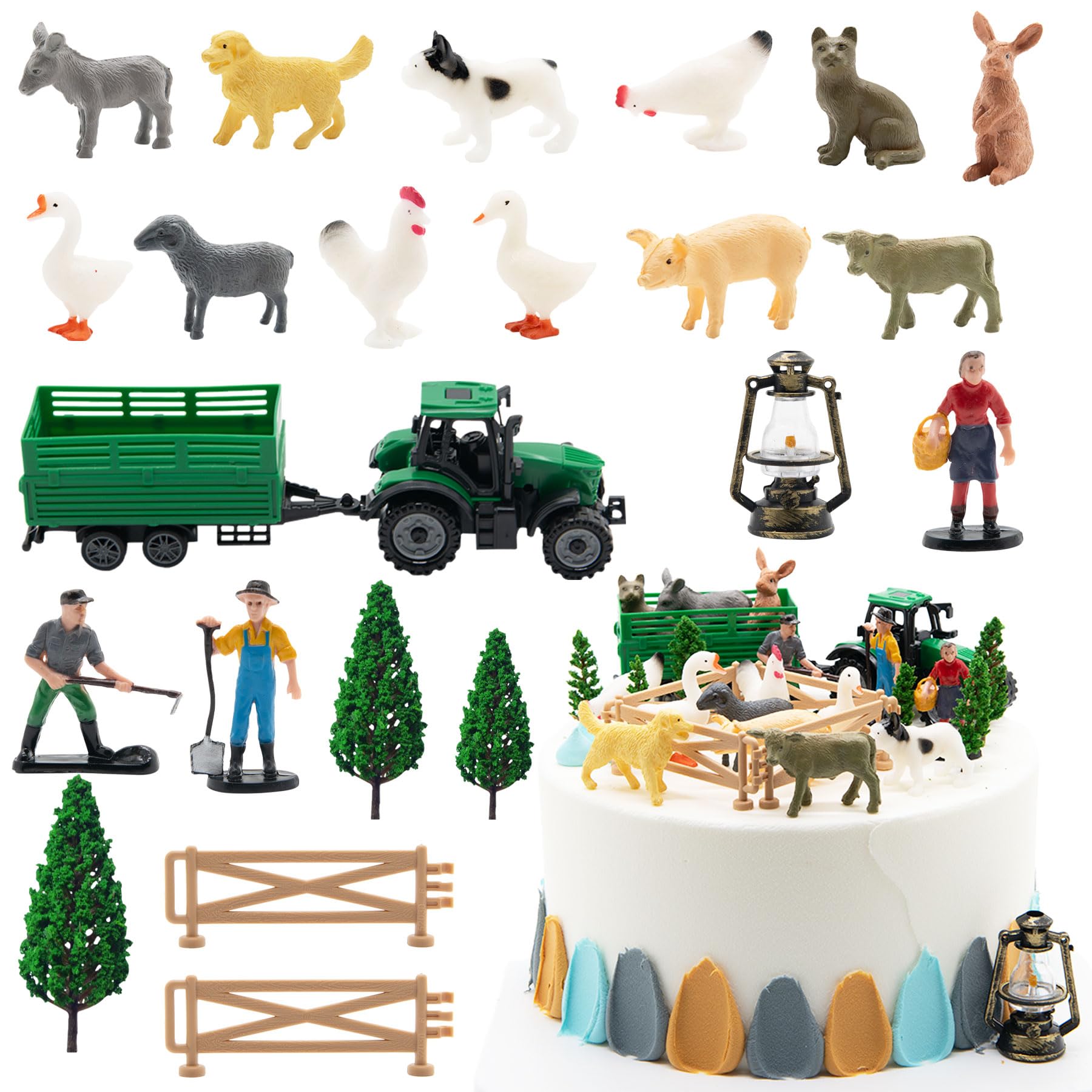 Photo 1 of Knana 27Pcs Mini Farm Animal Cake Topper - Farm Themed Cake Decoration for Boy Girl Birthday Party