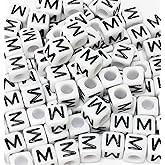 XIENBAOFU 500 PCS Letter Beads White Square Acrylic Alphabet Beads Letter M Bead for Jewelry Making Bracelets Necklaces Key Chains DIY 6X6mm