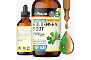 BIO KRAUTER Goldenseal Tincture - Vegan Lung Cleanse & Detox - Golden Seal Herb Supplement - Alcohol & Sugar Free Drops - 4 Fl.Oz.
