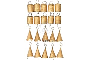 HUMAIRA NAUTICAL Set of 20 Handmade Vintage Tin Jingle Bells – Rustic Indian Cow & Witch Bells for Christmas Tree Ornaments, Holiday Décor & Festive Hanging Crafts