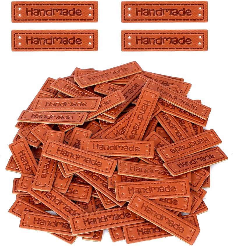 Mozeat Lens 100 Pcs PU Leather Handmade Labels Tags 4x1cm