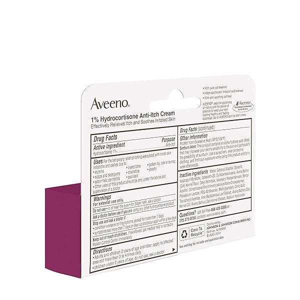 AVEENO MAXIMUM STRENGTH 1% HYDROCORTISONE ANTI-ITCH CREAM, TRIPLE OAT, ALOE & VITAMIN E FOR ITCH RELIEF FROM ECZEMA, PSORIASIS, INSECT BITES, POISON IVY, OAK & SUMAC & DETERGENTS, 1 OZ
