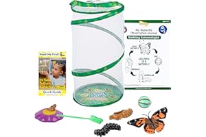 Insect Lore Giant Butterfly Garden with Voucher | 18 Inch Habitat | Life Cycle Figurines Included | Voucher to Redeem 5 Baby Caterpillars Later | Raise Painted Lady Butterflies