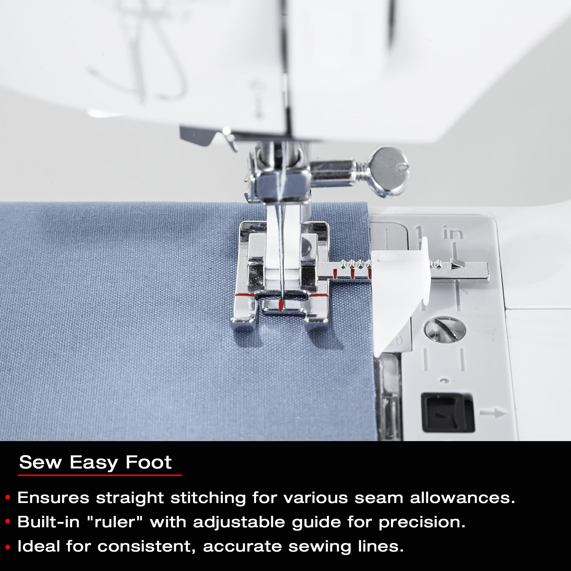 SINGER Sew Easy Presser Foot | Adjustable Guide for Precision Seam Allowances | Perfect for Topstitching and Straight Line Sewing | Compatible with Low-Shank Sewing Machines