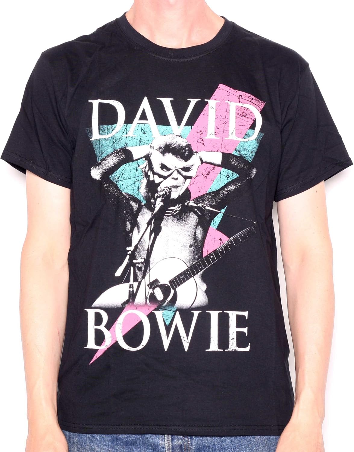 David Bowie T Shirt Hand Glasses Colour Print 100 Official Amazon.co.uk Clothing