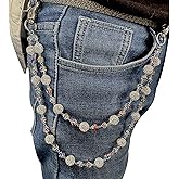 Sparkly Ceramic Beads Waist Chain Bohemian Shiny Bead Keychain Purse Jean Pants Chains for Men Women Accessories