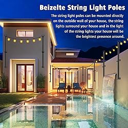 Beizelte 2 Pack 5 Ft String Light Poles,Light Poles