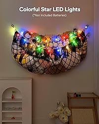 Stuffed Animal Storage Hammock with Lights- Boho