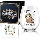 AGMDESIGN I Love You Slow Much Funny Wine Glasses with Gift Box, Cute Gifts for Women, Mother's Day Christmas Birthday Valentine's Day Gifts for Mom Wife Soulmate Best Friend