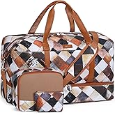 IBFUN Weekender Bags for Women, Travel Duffle Bag with Shoe Compartment Carry on Weekender Overnight Duffel for Weekend Travel Business Trip 3PCS