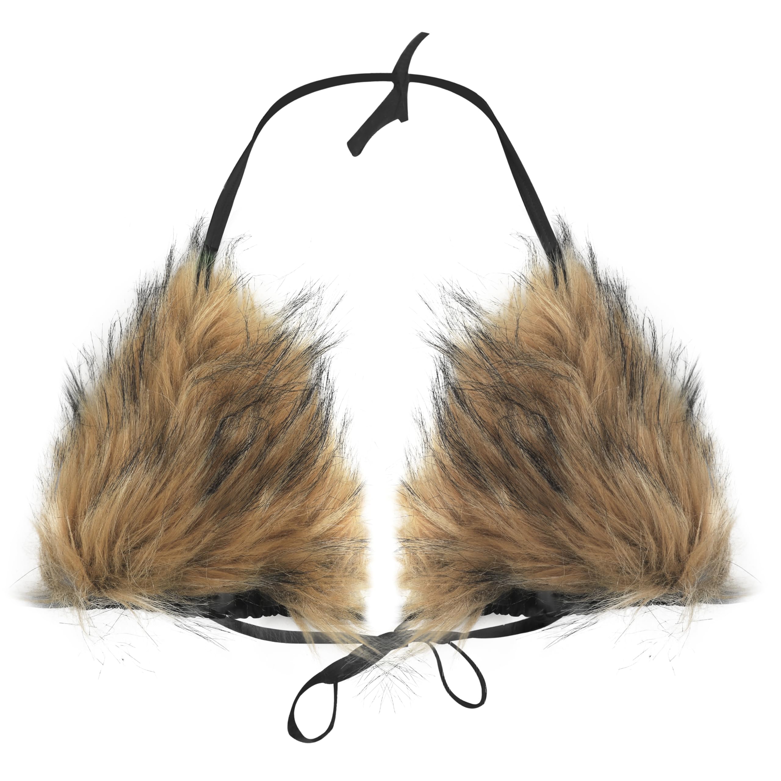 Photo 1 of Women Sexy Faux Fur Triangle Deep V Bikini Bra Top Furry Halter Backless Crop Top Cami Clubwear Rave Festival Party Outfit
