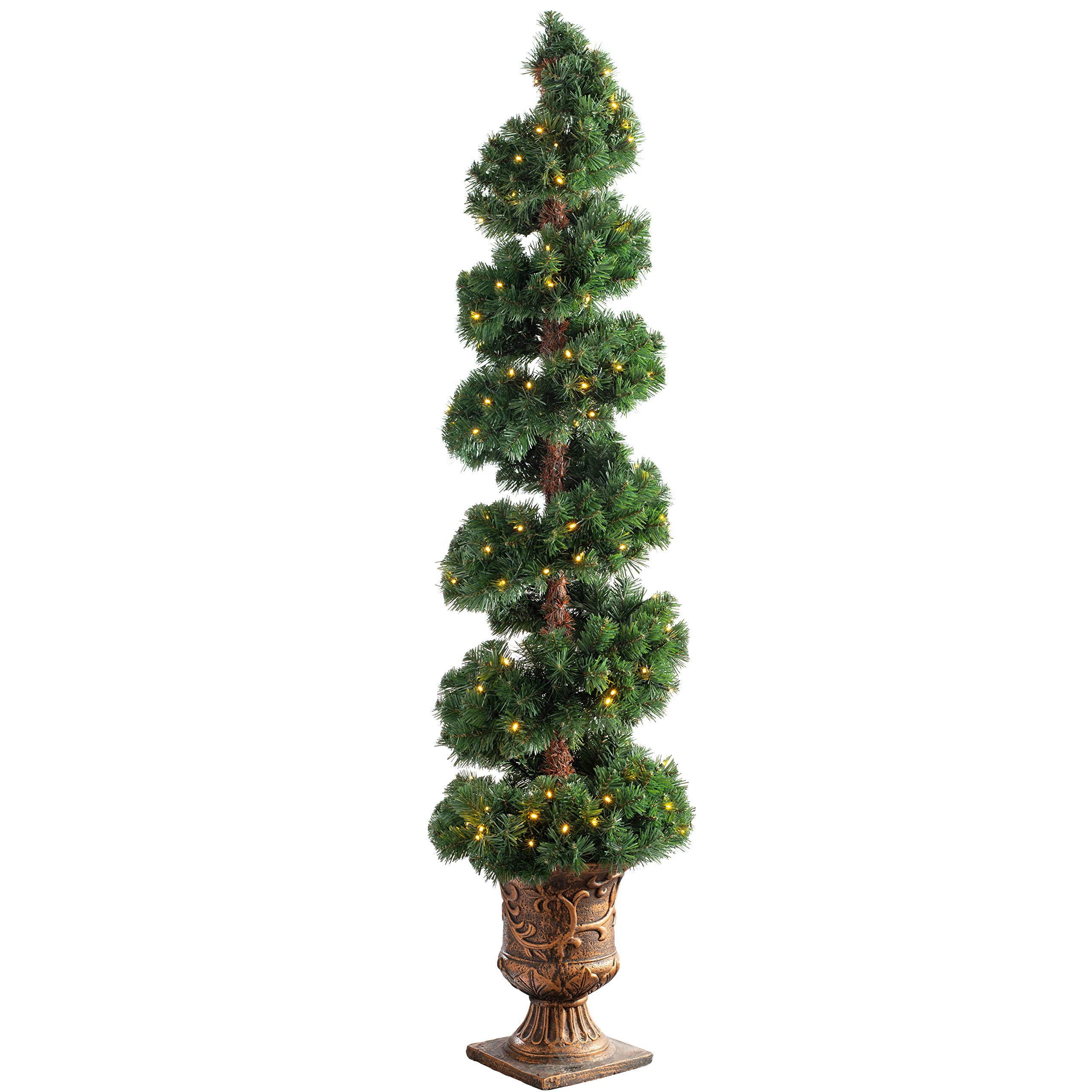 Pre-Lit Spiral Potted Christmas Tree with 150 LED Lights