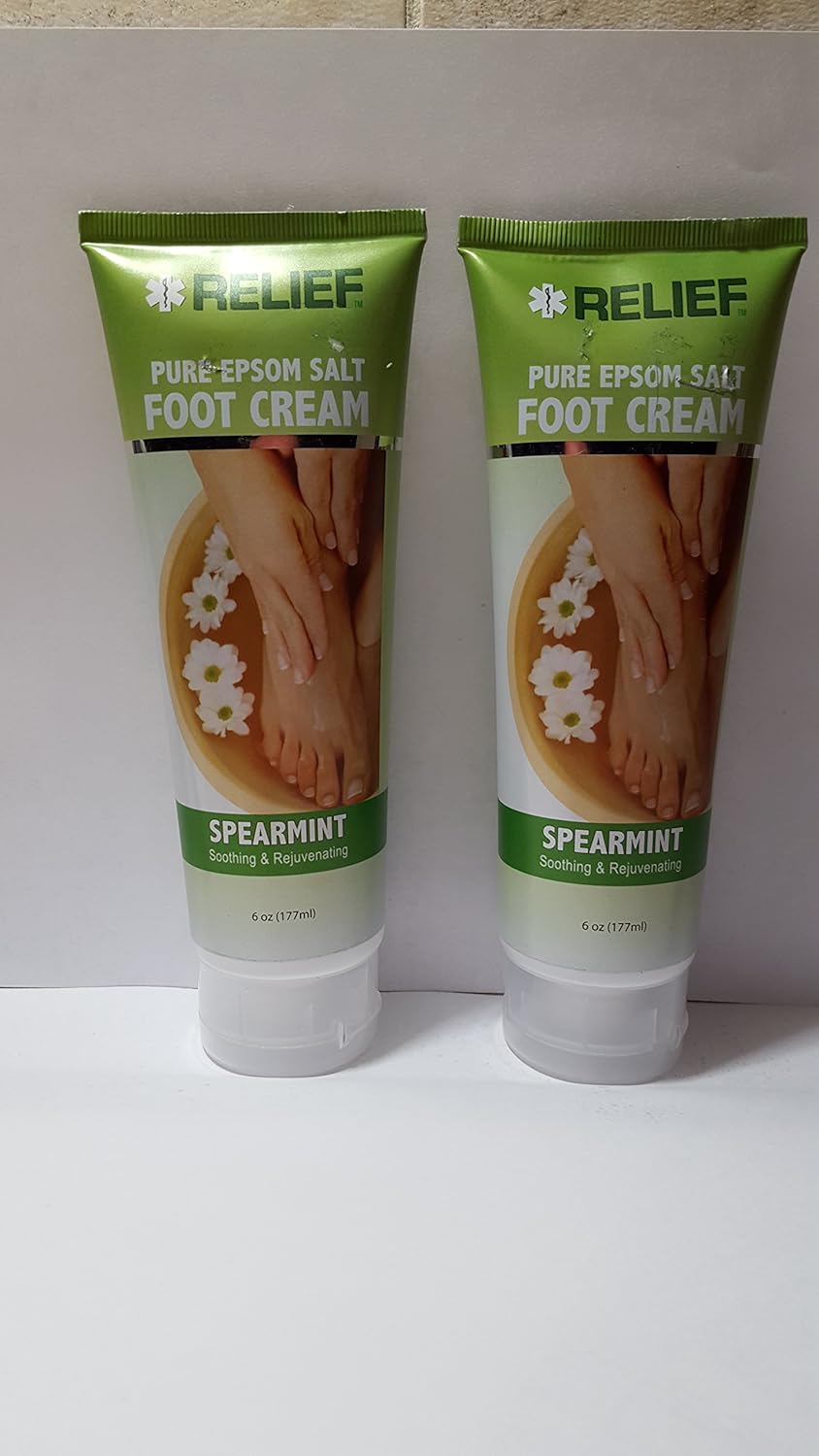 Relief Pure Epsom Salt Foot Cream Spearmint 6 Oz. (2pk