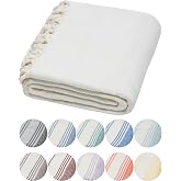 DEMMEX Certified Organic Cotton Turkish Bath &amp; Beach Towel, 71x36 in, White | Off-White, 100% Organic Cotton, Oversized, Lightweight, Super Soft &amp; Absorbent, Quick Dry, Diamond Weave, Made in Turkey