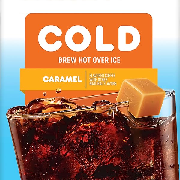 DUNKIN’ COLD ICED COFFEE, CARAMEL ARTIFICIALLY FLAVORED KEURIG K-CUP PODS, 10 COUNT BOX