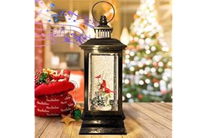 APUNGA Christmas Snow Globe Lantern, Cardinal Snow Globe Lighted Water Lantern with Music and 6 Hour Timer, USB Lined/Battery Powered Singing Lantern, Christmas Decor Gifts
