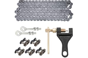 ASDFGHT 420 Motorcycle Chain 420 Standard Roller Chain 132 Link, 420 Drive Chain for 110 125cc Dirt Pit Bike ATV Quad Go Kart Scooter Mini Bike (with Chain Breaker +0.4" Chain Axle Adjuster)