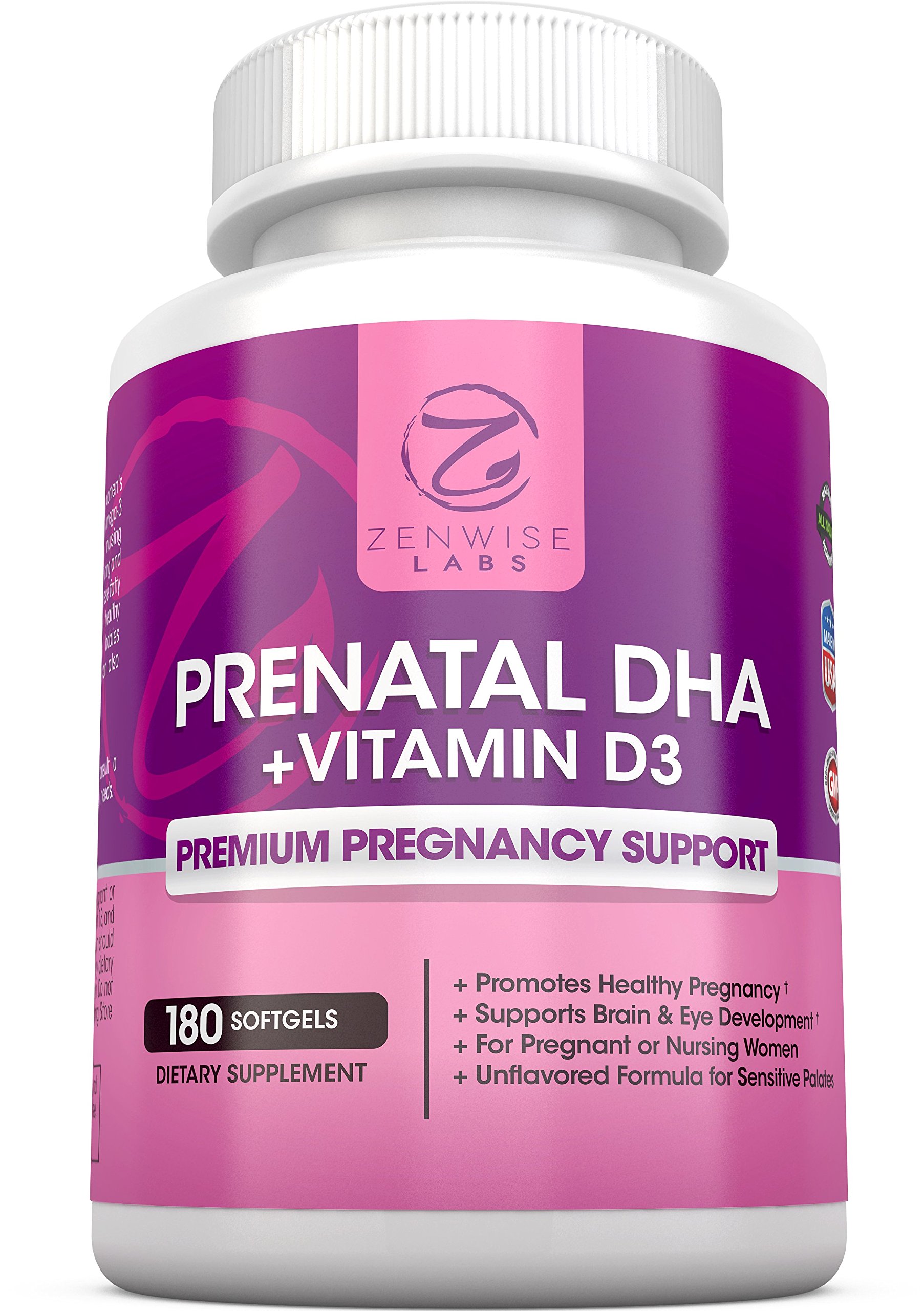 Prenatal Dha Vitamins With Omega 3 Vitamin D3 Epa Natural Brain Eye Health Supplements With Fish Oil Pre Post Pregnancy Support 180 Burpless Softgels