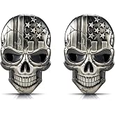Dsycar 2Pack 3D Stickers Metal Skull USA Flag Emblem, 3D Car Motorcycle Styling Emblem Badge 2.75 x 1.77 in (2 Pack Skull Stickers/Gun Color)
