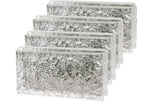 BOLDWAY 4 Pack-7.9"x3.9"x2" Glass Block with Card Slots-ice Crystal Patterned Rectangular Solid Glass Brick - Used in Building Fields Such as Wall partitions, as Well as for DIY Lighting fixtures, DIY Tables