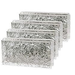 4 Pack-7.9"x3.9"x2" Glass Block with Card Slots-ice