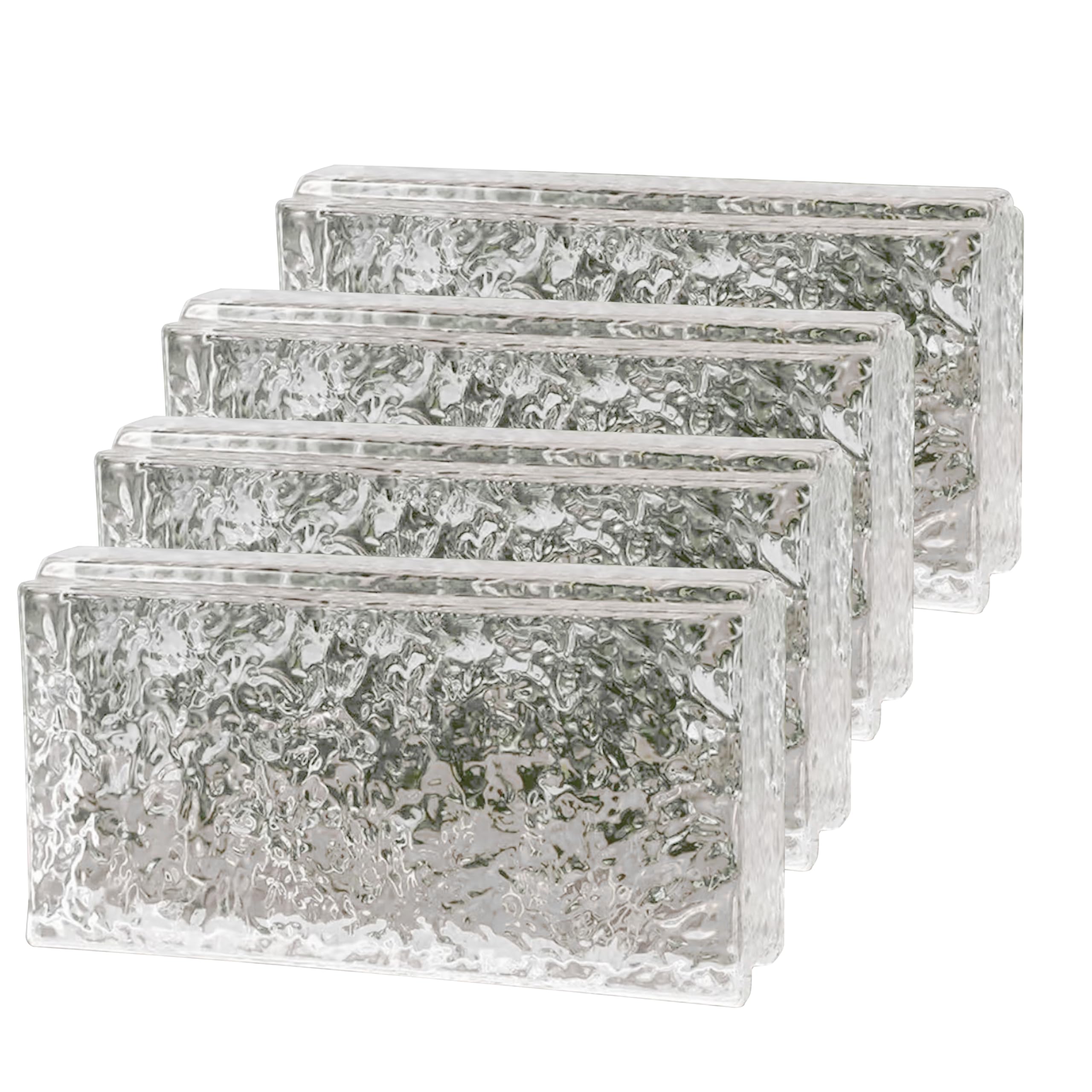 4 Pack-7.9"x3.9"x2" Glass Block with Card Slots-ice