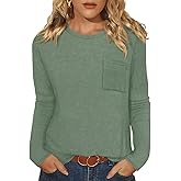 WIHOLL Long Sleeve Shirts for Women Waffle Knit Trendy Spring Fashion 2026 Dressy Casual Blouses Teacher Outfits