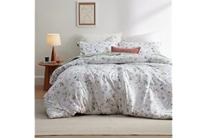 Bedsure Floral Comforter Set - Queen Bedding Botanical Bed Comforter Queen Set, 3 Pieces Lightweight Fluffy Bedding Set, Includes 2 Pillow Shams