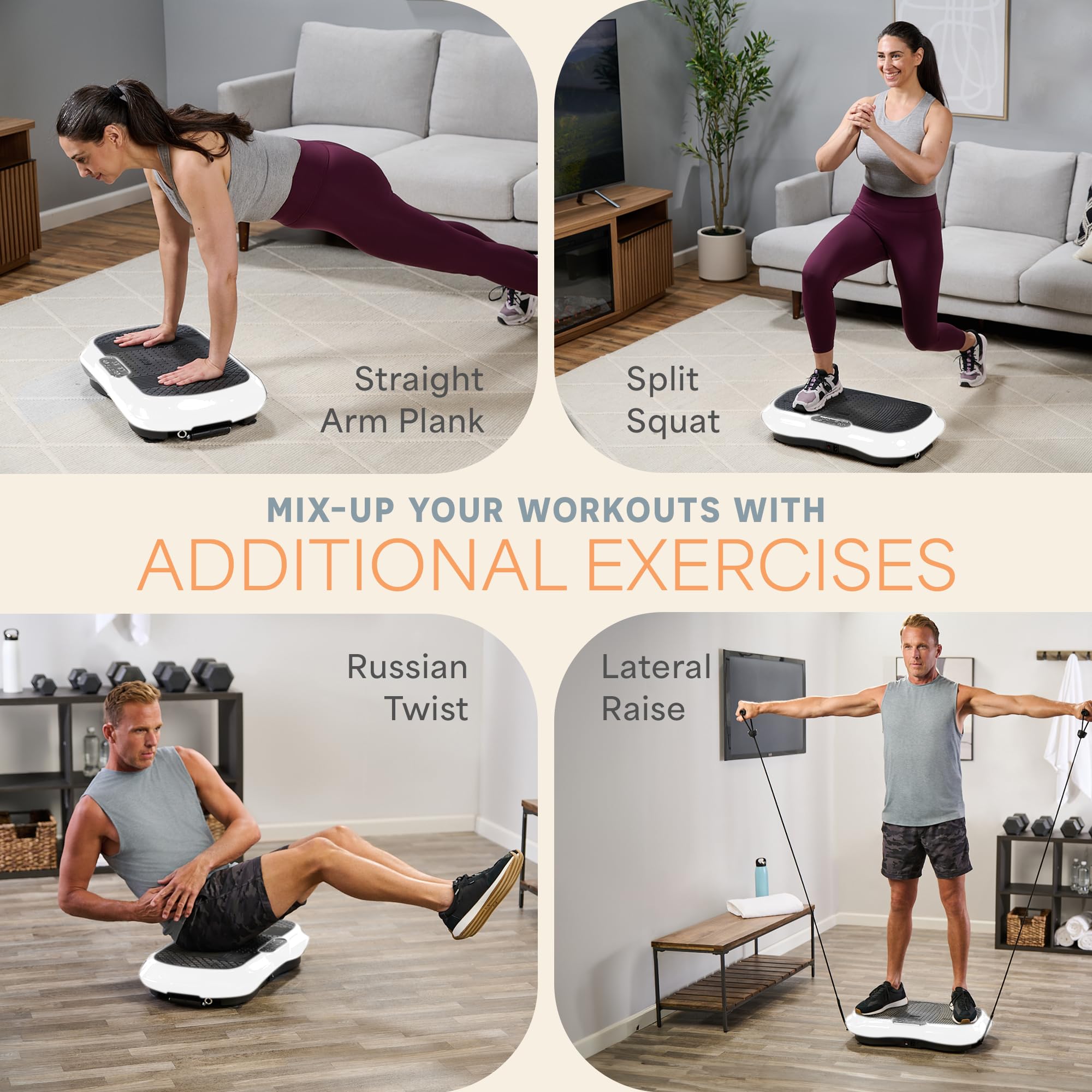 Lifepro Waver Vibration Plate Exercise Machine for Lymphatic Drainage, Muscle Activation, Full-Body Workout Vibrating Platform with Loop Bands, Fitness Equipment for Strength Toning & Fat Loss