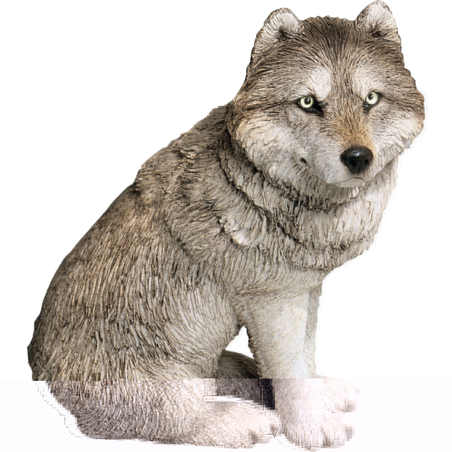 Sandicast Mid Size Gray Wolf Sculpture, Sitting