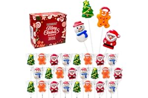 MXZGKCL 24 Assorted Big Christmas Lollipops Suckers, Christmas Candy Gift Lollipops Individually Wrapped Bulk, Snowman Candies for Christmas Party Favors or Gift Boxes, Christmas Stocking Stuffers