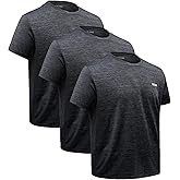 BECLOH Men’s Dry-Fit T-Shirts Moisture Wicking Short Sleeve Mesh Athletic Workout Tees Crewneck Polyester Shirts