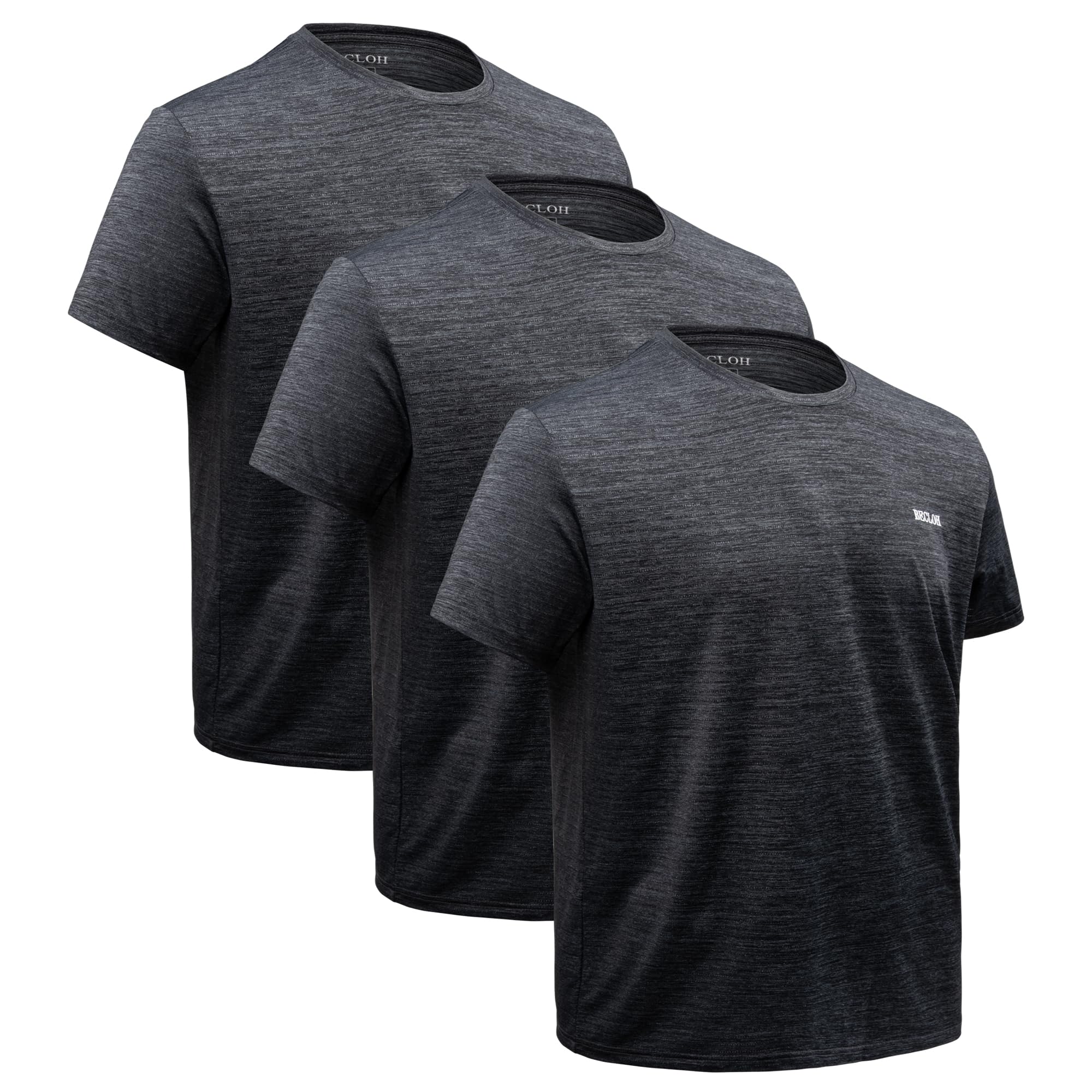 Photo 1 of (only one) BECLOH Men’s Dry-Fit T-Shirts Moisture Wicking Short Sleeve Mesh Athletic Workout Tees Crewneck Polyester Shirts(Dark Grey*3,3XL)