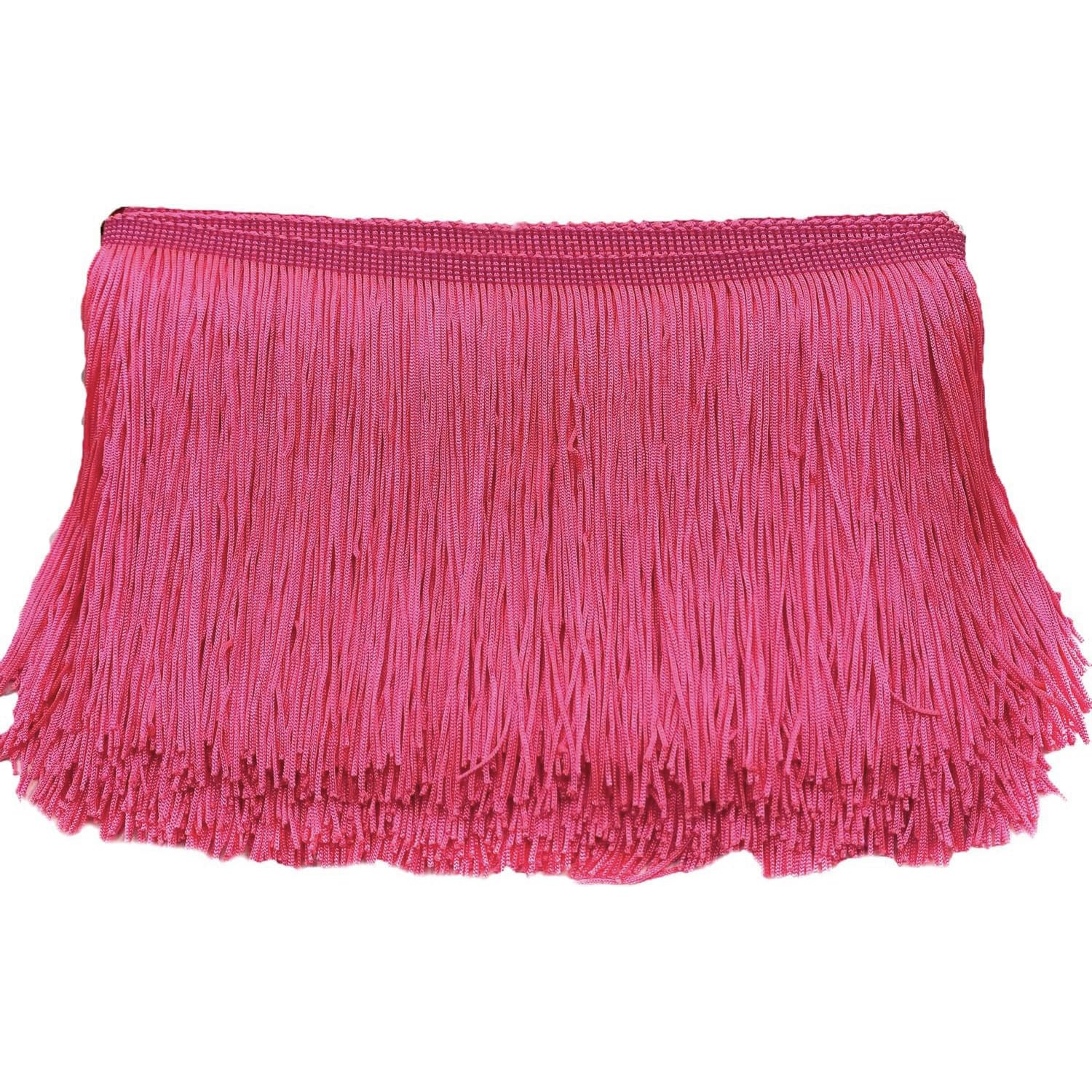 15 cm x 10 m fringe border, fringe tape, decorative ribbon, dance fringe, cut fringe, silk tassel, fringe ribbons for sewing, DIY crafts, clothing, lingerie, costumes, curtains, decoration, rose A