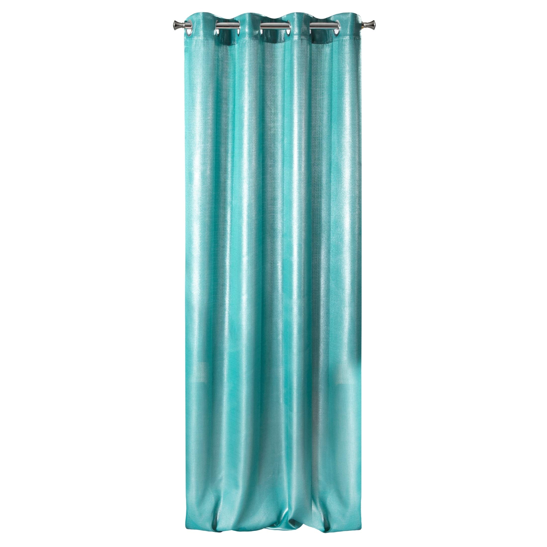 Eurofirany shimmering jacquard curtains, 8 eyelets, elegant curtains, elegant, luminous, silver stitching, soft living room, bedroom lounge, 1 piece, turquoise + silver, 140 x 250 cm