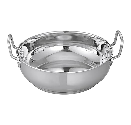 Camro Stainless Steel Induction Bottom Kadhai, 3.4 L, Silver, Standard