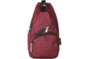 Nupouch Anti-Theft Daypack Crossbody Sling Backpack, USB Charging Connector Port, Lightweight Day Pack for Travel, Hiking, Everyday, Regular, Red