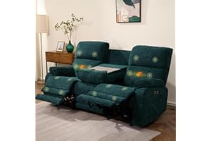 FLEXISPOT FLEXISOPT XS4 Power Reclining Loveseat Sofa w/Massage & Heat, Zero Gravity Electric Home Theater Seating w/Console, Charging Ports, Cup Holder, RV Reclining Sofa Set for Living Room, Chenille Teal