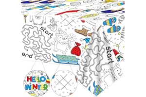 QYEAHKJ Giant Winter Coloring Tablecloth for Kids Snowman World Posters Activity Large Penguin Bear Color-in Paper Poster Table Cover for Kids Boys Girls Preschool Kindergarten Classroom Arts and Crafts