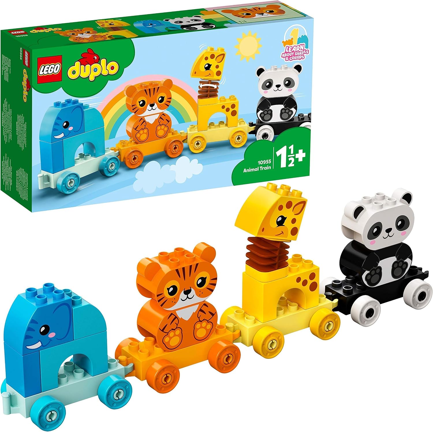 LEGO 10955 DUPLO My First Animal Train, Toys for Toddlers and Kids 1.5-3 Years Old with Elephant, Tiger