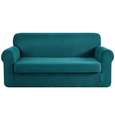 Buy Chun Yi Stretch Oversized Sofa Slipcover 2 Piece Couch Cover 4 Seater Settee Coat Soft With Elastic Bottom Checks Spandex Jacquard Fabric X Large Teal Online In Germany B07bf3s23b