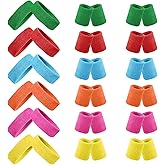 36 Pcs Wrist Sweatband Set Sports Headband Wristband Set for Men Women Party Sports Cotton Headbands Athletic Sweat Bands for Tennis Football Gym Workingout Accessories