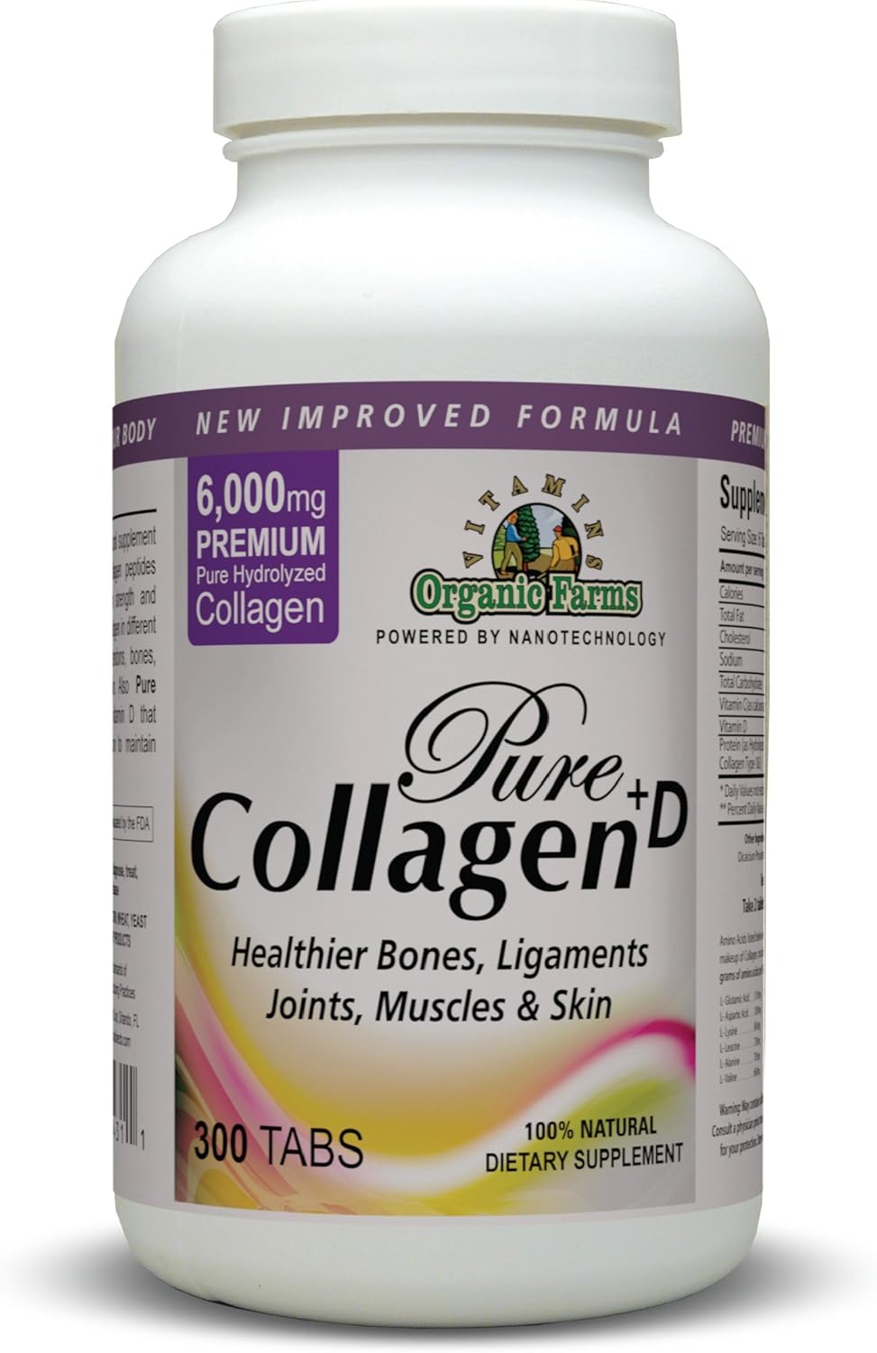 Collagen Pure + D Hydrolyzed 300 Tablets 100 Natural