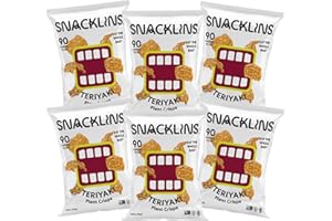 SNACKLINS Plant Based Crisps TERIYAKI - Gluten Free, Grain Free, 100% Kosher, Vegan Healthy Snacks, Crunchy Puffed Snack, Only 90 Calories Per Bag - .9oz Bag (Case of 6)
