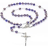 Authentic Murano Glass Catholic Rosary - Somerso Beads - Lampwork - Handmade Genuine Venice Glass - Hand Blown Glass - Vintage - Religious