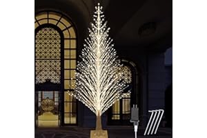 IJG 7FT Lighted Birch Tree 1000 LED Warm White Lights with Twinkle Lights，Twinkling or Steady Function for Selected, LED Artificial Tree Light for Indoor Outdoor Christmas Decorations
